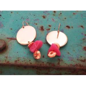  Copper and Resin Rhapsody Disc Earrings  Raspberry Lana 