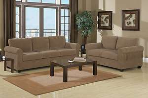 Tan Corduroy Sofa Loveseat 2 Pc Set Sectional couch Sette Divan 