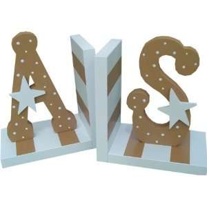  Blue and Brown Star Bookends Baby