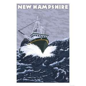  New Hampshire   Crab Fishing Boat Scene Premium Poster 