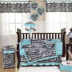  Zebra Turquoise 9 Piece Crib Bedding Set Baby