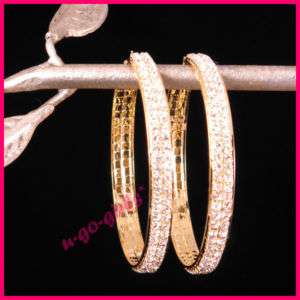 Double Rhinestone Hoop Earrings (Gold/Silver; 4 Sizes)  