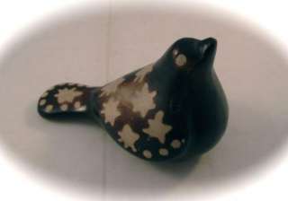   Handcrafted Dark Brown Pottery Dove Bird Figure Stars NEAT  