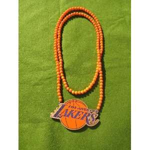 com Lakers Basketball Wood Necklace Pendant with Beads Painted Custom 