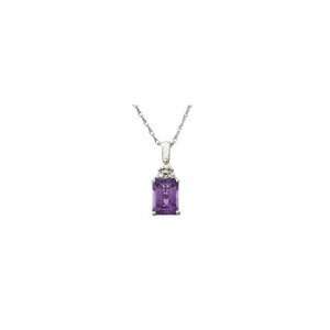   Cut Amethyst and Diamond Accent Pendant in Sterling Silver amethyst