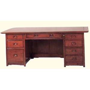   rosewood Oriental executive desk with eight drawers, locks include