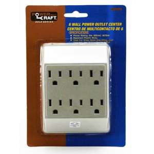 Way Electrical Outlet Wall Plug / Power Strip, UL listed, Six Socket 