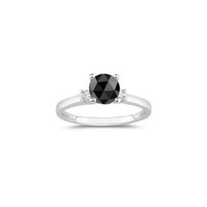  0.90 Cts Black & White Diamond Classic Three Stone Ring in 