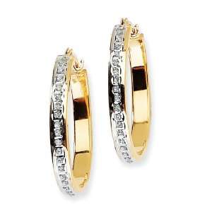  14k Diamond Fascination Oval Hinged Hoop Earrings Jewelry