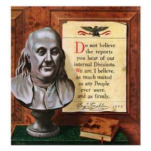 Benjamin Franklin   Bust and Quote, January 15, 1955 Premium Giclee 