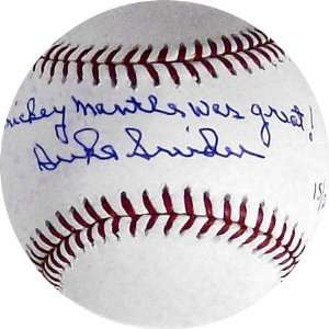 Duke Snider Autographed Rawlings MLB Baseball with Mickey Mantle Was 