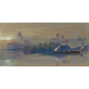 FRAMED oil paintings   Edward Lear   24 x 12 inches   Moonlit Dhows On 