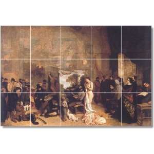 Gustave Courbet People Wall Tile Mural 16  18x30 using (15) 6x6 tiles