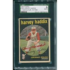  Harvey Haddix Autographed 1959 Topps JSA/SGC Sports 