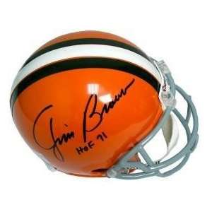 Jim Brown Autographed Helmet   HOF Throwback JSA Hologram