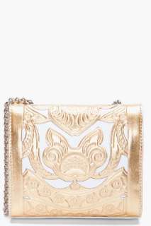 Balmain Gold Tone Ultimate Embossed Shoulder Bag for women  