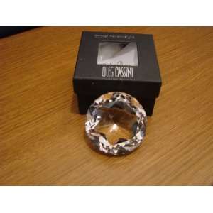 Oleg Cassini Crystal Round Star Diamond Cut Paperweight   New in Box
