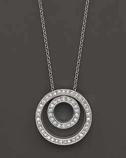Diamond Double Circle Pendant Necklace in 14K White Gold, 0.25 ct. t.w 