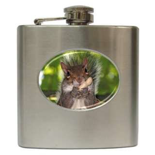 Squirrel & Peanut Cute Animal Lover Hip Flask Stainless  