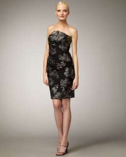 Strapless Embroidered Lace Dress