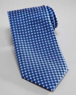 Dot & Grid Silk Tie, Blue