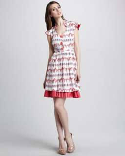 Pleated Print Dress  