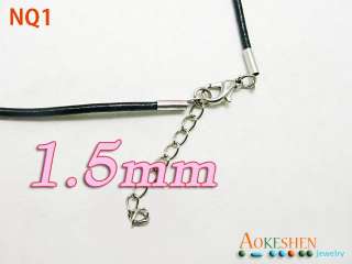 10pcs 1.5mm 18 Black real Leather Necklace Pendant Cords String 