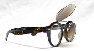 Vintage Flip Up Round Tortoise Sunglasses Eye Glasses  
