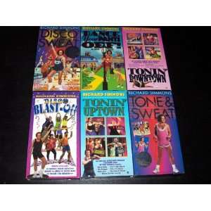 Richard Simmons 6 VHS Set Tone & Sweat/Tonin Uptown/Disco Blast Off 