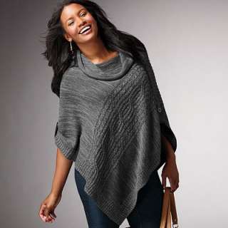 SONOMA life + style® Cable Knit Sweater Poncho   Womens Plus