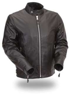 Mens Black Leather Classic Scooter Jacket Zip Out Liner  