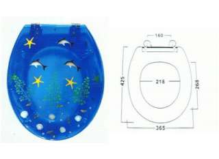 New Toilet Seat Designer Resin Clear Blue Fish Ocean  
