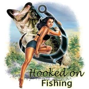 SHIRT   PIN UP GIRLS   Hooked On Fishing   SM XL  