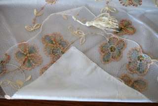 Sequin Floral Embroidery Sheer Table Cloth / Topper B  