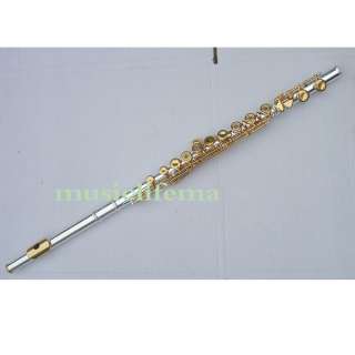 16 Open hole flute C silvered body gilded parts +E KEY  
