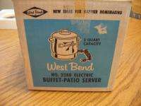 Vtg 60s WEST BEND electric Crock Pot Buffet Food server warmer Chrome 