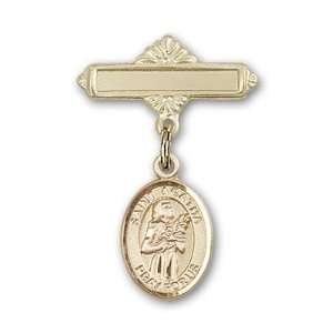  14kt Gold Baby Badge with St. Agatha Charm and Polished 