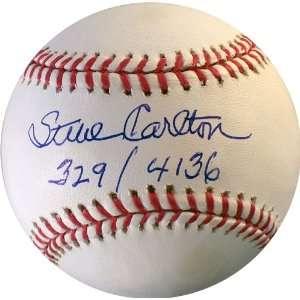 Steve Carlton Autographed/Hand Signed Official MLB Baseball with 329 