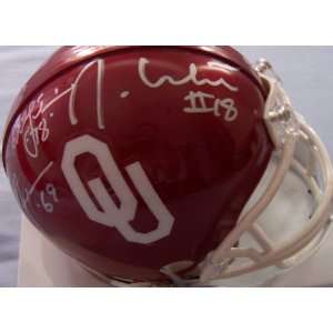 Steve Owens, Billy Sims & Jason White autographed Oklahoma mini helmet