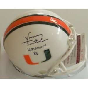 Vinny Testaverde Autographed/Hand Signed Miami Hurricanes Mini Helmet 
