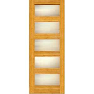   Line 32x80 Interior Solid Bamboo Door With Matte Line Glass Panels