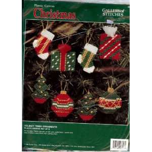  of Stitches Holiday Trims Ornaments Plastic Canvas Set of 8 Dr 