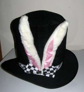BLACK TOP HAT WITH BUNNY EARS PLUSH MAGICIAN COSTUME  