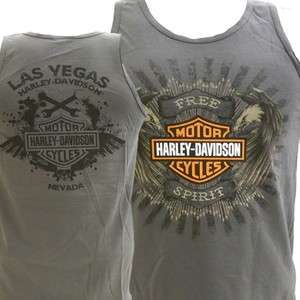 Harley Davidson Las Vegas Dealer Tank Top Tee T Shirt GRAY MEDIUM 