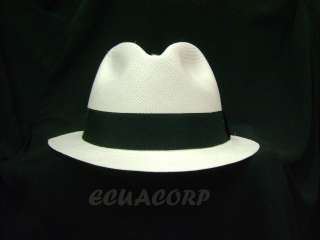 Ecuador Straw Panama Hat Fedora Short Brim Men Women Black White Dress 