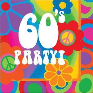 Groovy 60s Flower Power Theme Party Napkins x 16  
