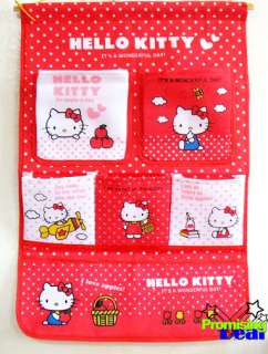 New Hello Kitty Wall Hanging Storage Bag Organizer Red  