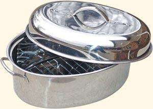 Stainless Steel High Dome Oval Roasting Pan with Adjustable Vents 