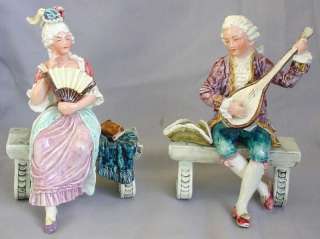MAJOLICA * Victorian Figurines * Figural Bookends circa 1800s German 