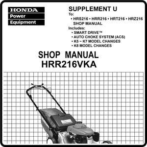 Honda HRR216 VKA Lawn Mower Service Manual 61VG3600UE4KIT  